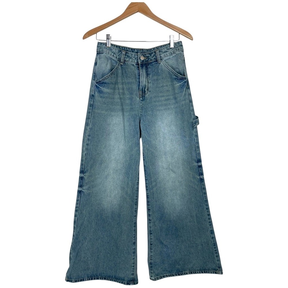 Cider Carpenter Baggy Jeans Women 27x28.5 Blue Wide Leg Distressed Skater Grunge